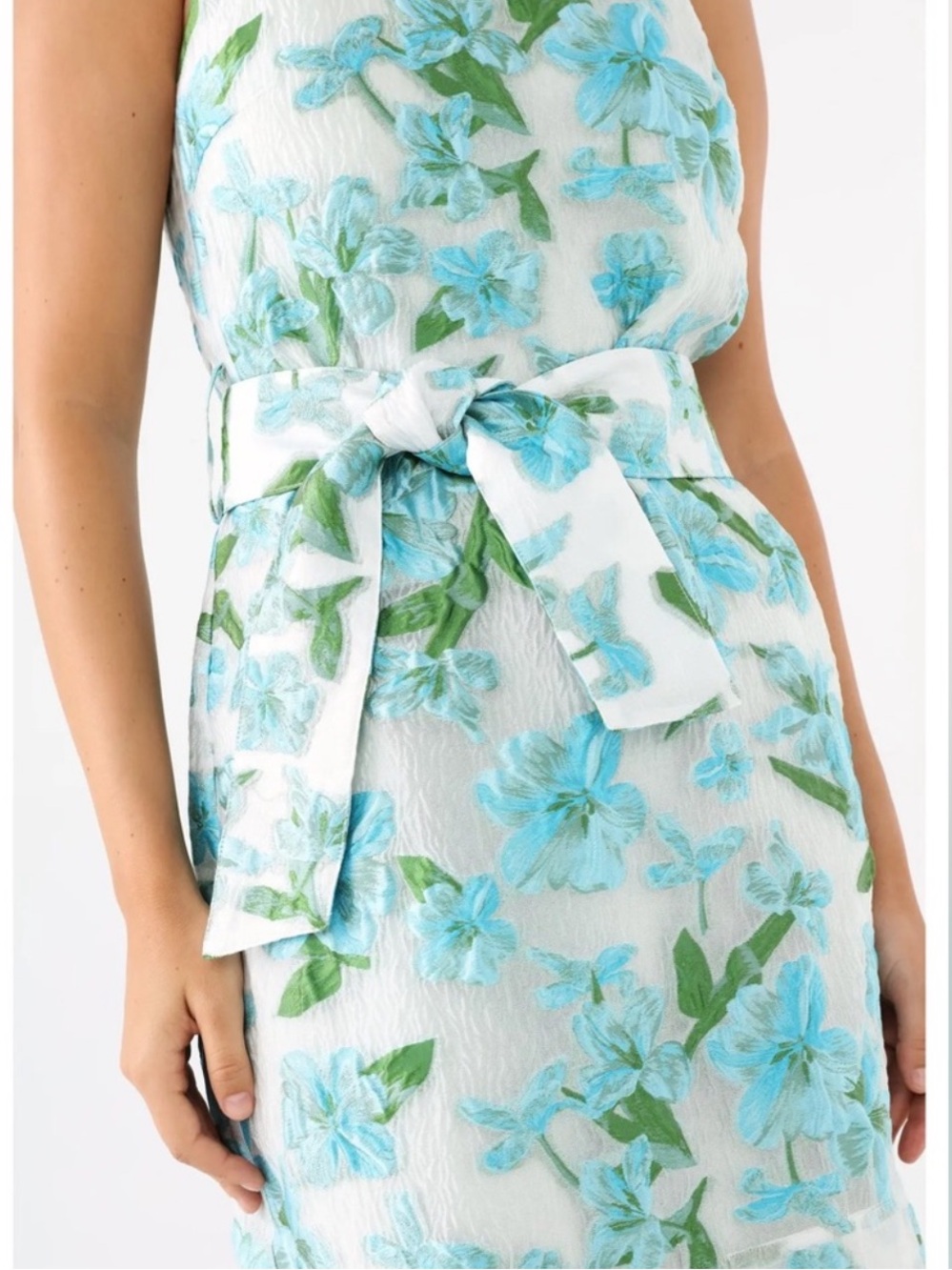 Abbey Glass Betty Jacquard Tropical Organza Mini Ruffle Dress Size XS NWT - Picture 13 of 13